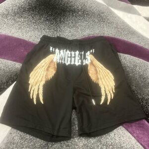 SHEIN Black Shorts with Gold Angel Wings